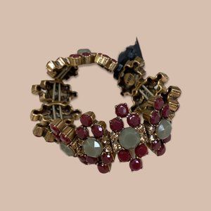 J. Crew Jeweled Stretch Bracelet (NWT; Gold Metal, Multicolored Beads)